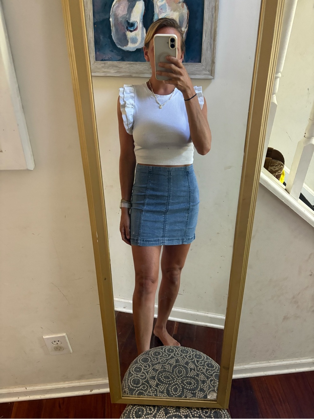 Free People Light Blue Denim Mini Skirt